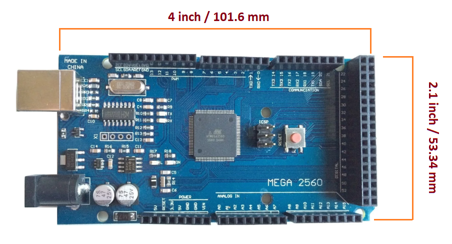 Fig 3 Arduino Mega 2560 size