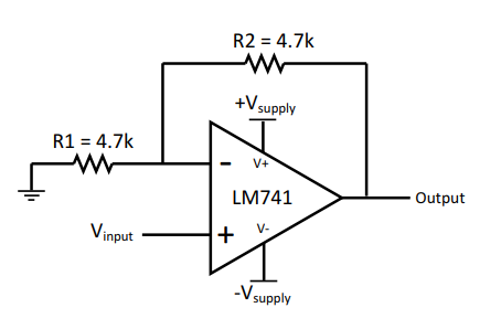 LM741CM Noninverting Amplifier Circuit